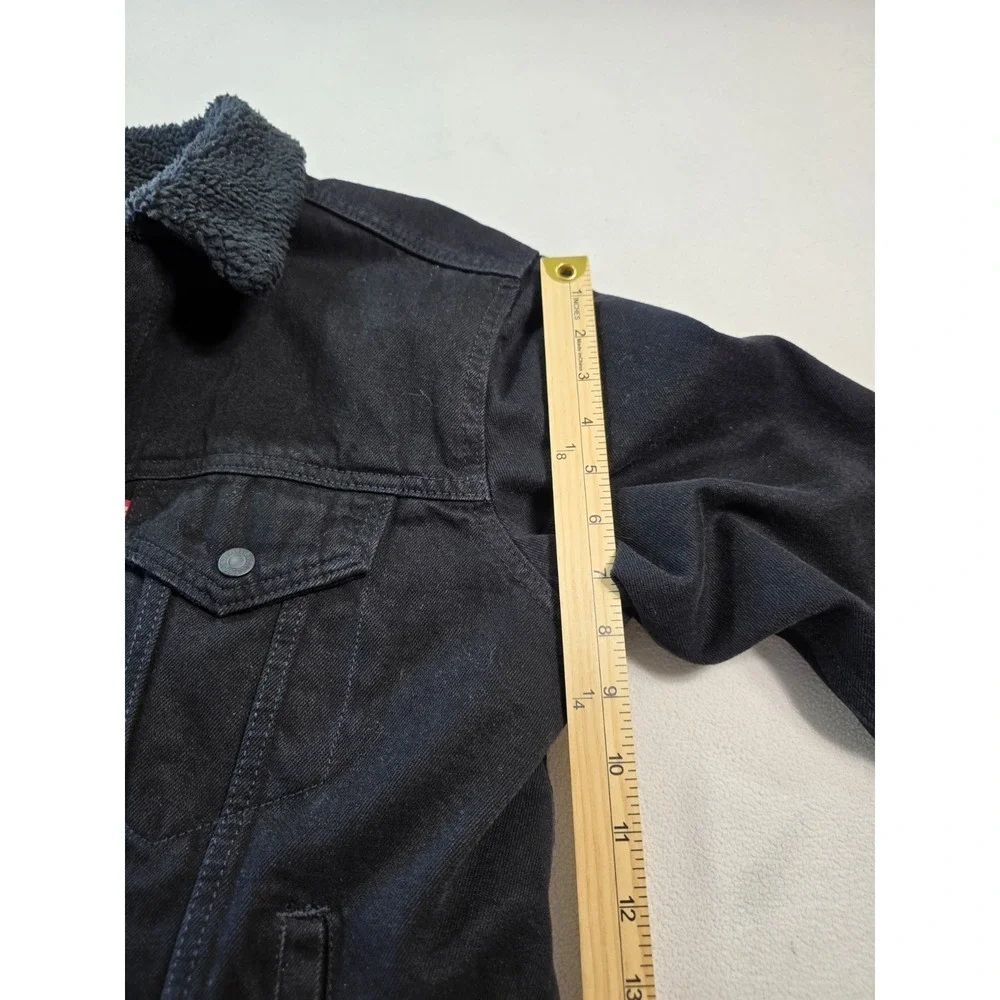 Levis Denim Jacket Adult Large Blk Sherpa Lined Black Tab Trucker Fleece